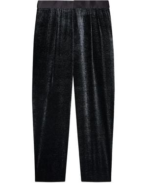 Giorgio Armani Pleated High-Shine Trousers - Black