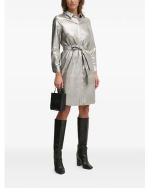 Ouí Belted Mini Shirt Dress - Metallic