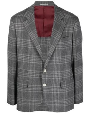 Brunello Cucinelli Plaid Tailored Blazer - Gray