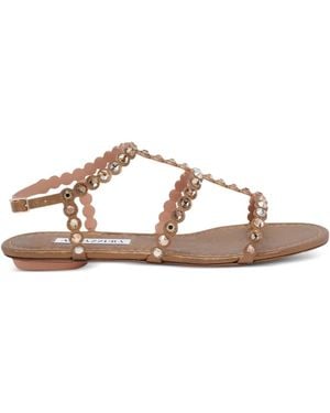 Aquazzura Tequila Studded Sandals - Brown