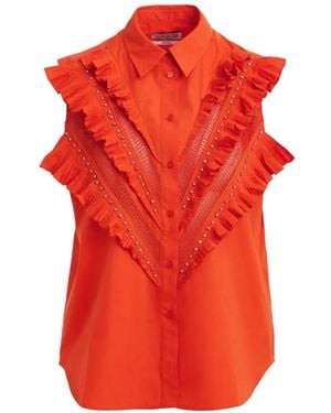 Essentiel Antwerp Ruffled Eyelet Shirt - Red