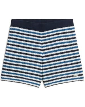 Woolrich Striped Crochet-Effect Shorts - Blue