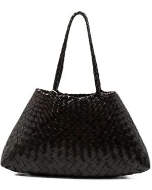 Dragon Diffusion Big Santa Croce Woven Leather Tote Bag - Black