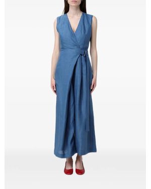 MEIMEIJ Gewickelter Leinen-Jumpsuit - Blau