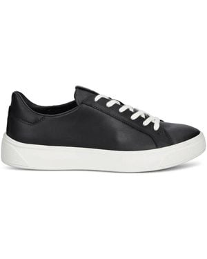 Ecco Lace-Up Leather Sneakers - Black