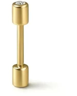 Shihara Pendiente Twist Pin 01 En Oro Amarillo De 18Kt Con Diamantes - Blanco