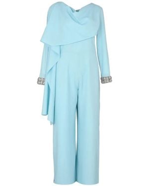 Loodyana Draped-Panel Long-Sleeved Jumpsuit - Blue