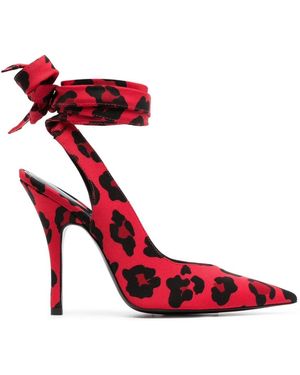 The Attico Leopard-Print Pointed-Toe Pumps - Red