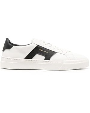 Santoni Leather Low-Top Trainers - White