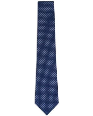Kiton Geometric-Pattern Silk Tie - Blue