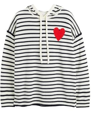 Chinti & Parker Breton Heart Striped Hoodie - Grey