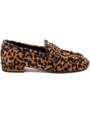 Prada Mocasines con motivo de leopardo - Marrón