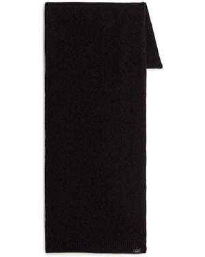 Woolrich Mini Logo-Tag Knitted Scarf - Black