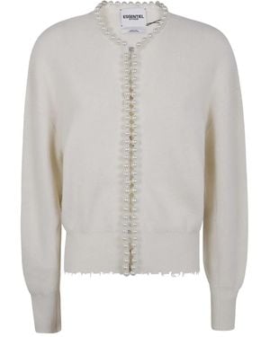 Essentiel Antwerp Cárdigan deshilachado con detalles de perlas - Gris