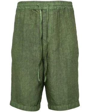 120% Lino Knielange Shorts Mit Kordelzug - Grün