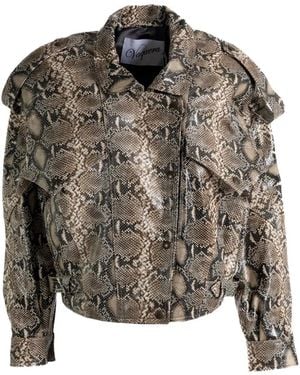 VAQUERA Python-Effect Epaulette Jacket - Natural