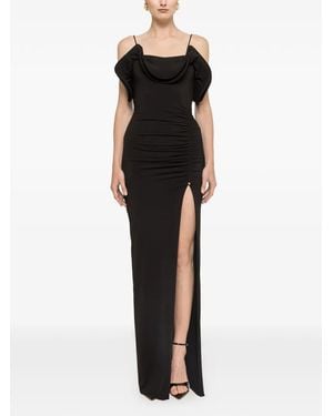 Nissa Ruffled Backless Maxi Dress - Black