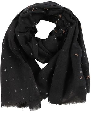 Altea Polka-Dot Fringed Scarf - Black