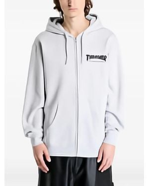 Thrasher Logo-Print Zip-Up Hoodie - White