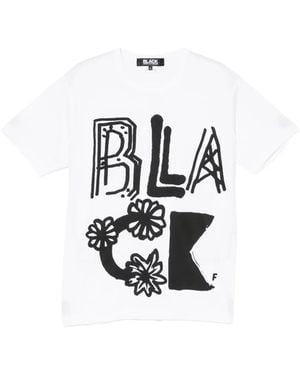 COMME DES GARÇON BLACK Graphic Print Round-Neck T-Shirt - White