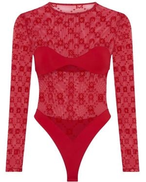 Marine Serre Long-Sleeve Bodysuit - Red