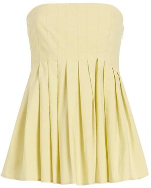 Proenza Schouler Avine Pleated Strapless Top - Yellow