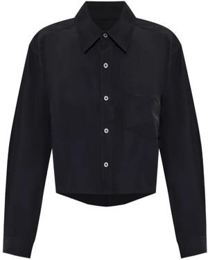Alexander Wang Logo-Embroidered Cropped Shirt - Blue