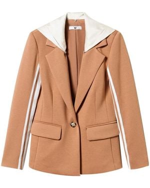 Twinset Hooded Scuba-Jersey Blazer - Brown
