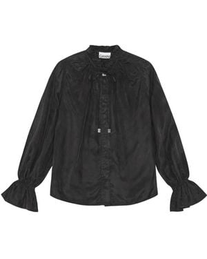 Ganni Ruffled-Collar Blouse - Black