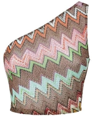Missoni Zigzag One-Shoulder Top - Gray