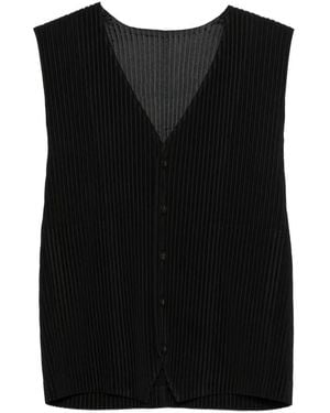 Homme Plissé Issey Miyake Pleated Buttoned Vest - Black
