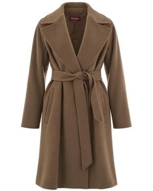 Max Mara Belted Virgin-Wool Coat - Brown