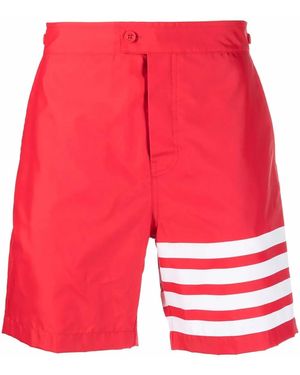 Thom Browne Swim Tech 4-Bar Board Shorts - Red