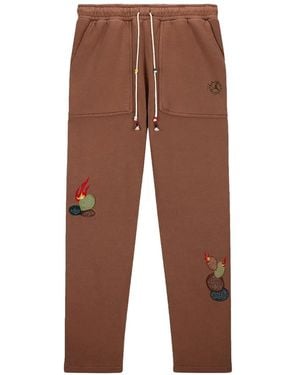 Travis Scott X Jordan Embroidered-Motif Track Trousers - Brown