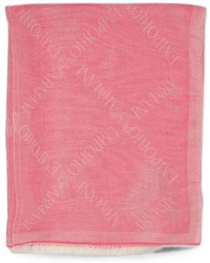 Emporio Armani Logo-Jacquard Frayed-Edge Scarf - Pink