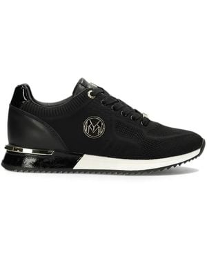 Mexx Gitte Glitter Logo-Plaque Panelled Trainers - Black