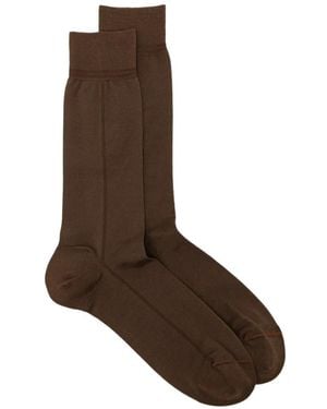 ZEGNA Tonal-Stitching Socks - Brown