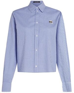 KARL LAGERFELD Ikon Checked Blouse - Blue