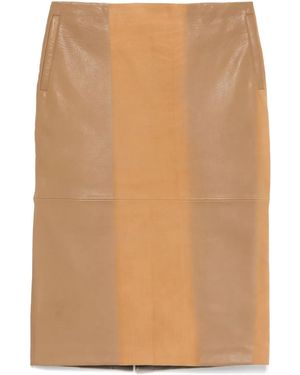 Christopher Esber Scuffed-Leather Midi Skirt - Brown