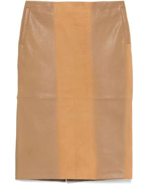 Christopher Esber Scuffed-Leather Midi Skirt - Brown