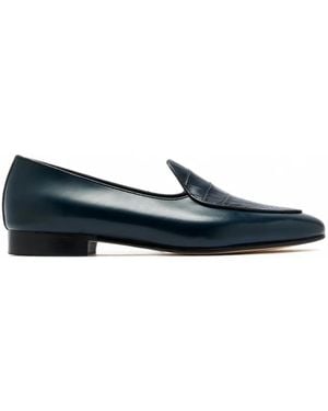 Edhen Milano Kensington Crocodile-Effect Leather Loafers - Blue