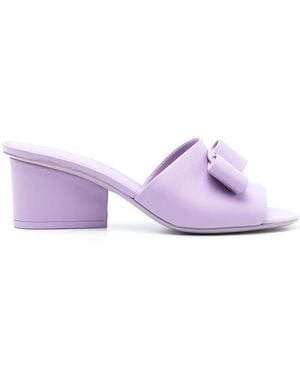 Ferragamo Bow Detail Slip-On Sandals - Purple