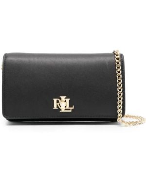 Ralph Lauren Logo-Lettering Leather Crossbody Bag - Grey