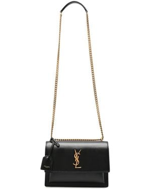 Saint Laurent Medium Sunset Leather Shoulder Bag - White