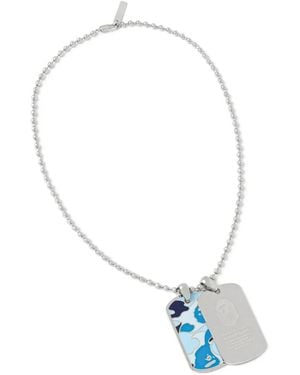 A Bathing Ape Abc Camo Dog-Tag Necklace - White