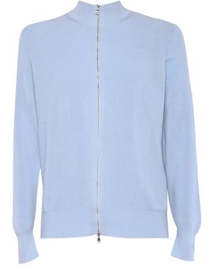 Ballantyne Ribbed Zip-Up Cardigan - Blue