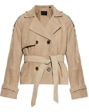 AllSaints Reed Cropped Suede Trench Jacket - Natural