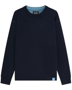 Scotch & Soda Contrast-Stitch Crew-Neck Jumper - Blue