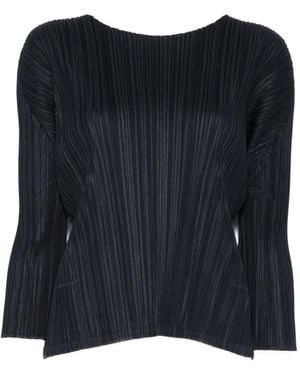 Issey Miyake プリーツ ブラウス - ブラック