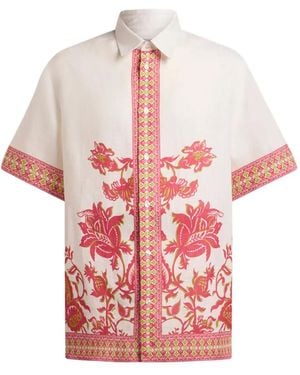 Etro Linen Shirt With Floral Print - Pink